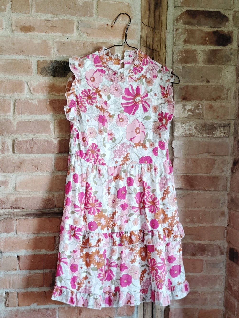 Boutique Mod Floral Ruffle Tiered Dress High Neck Sleeveless Small NWT